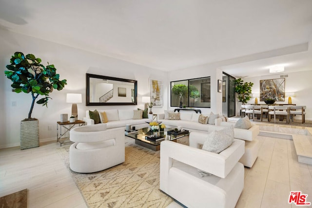 living room featuring light hardwood / wood-style flooring