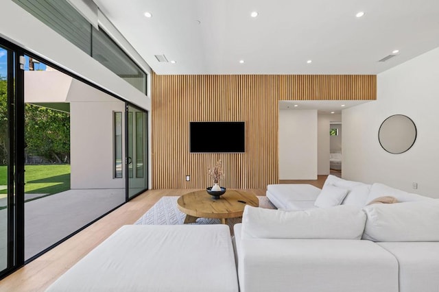 living room featuring light wood-type flooring