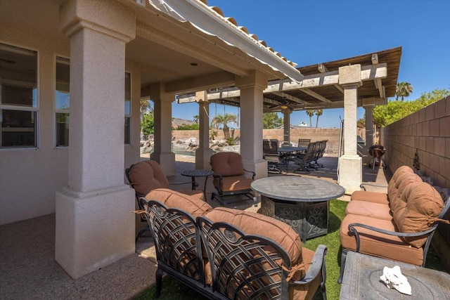 view of patio / terrace featuring an outdoor hangout area