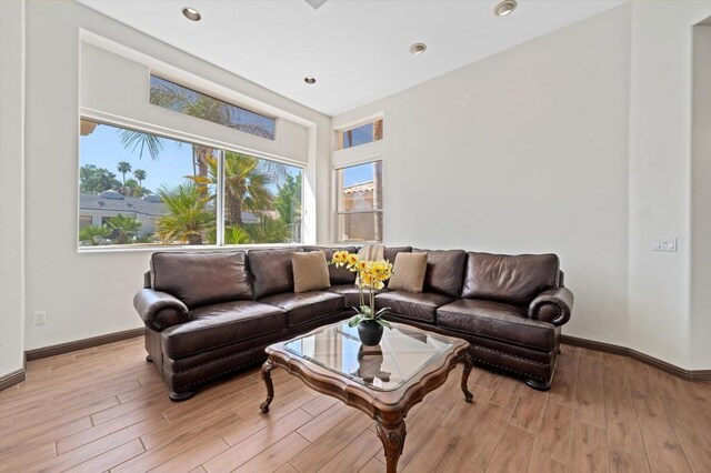 living room featuring light wood-type flooring