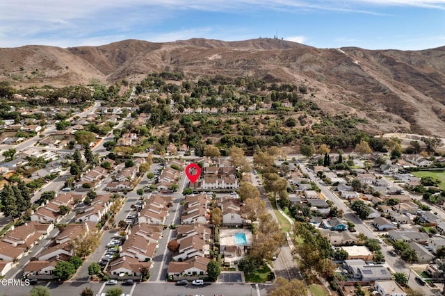 aerial view with a residential view and a mountain view