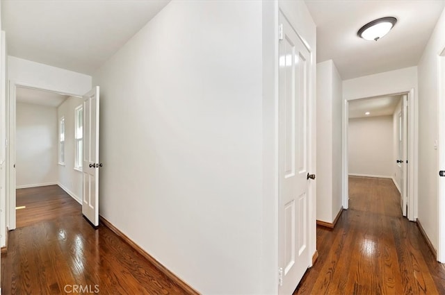 hall with dark hardwood / wood-style floors