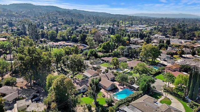 aerial view with a mountain view