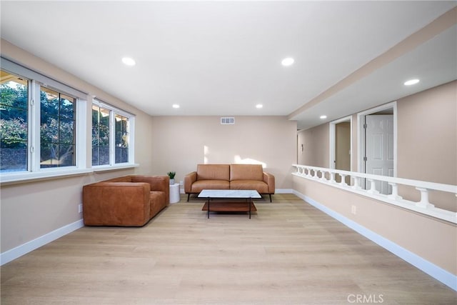 living room featuring light hardwood / wood-style floors