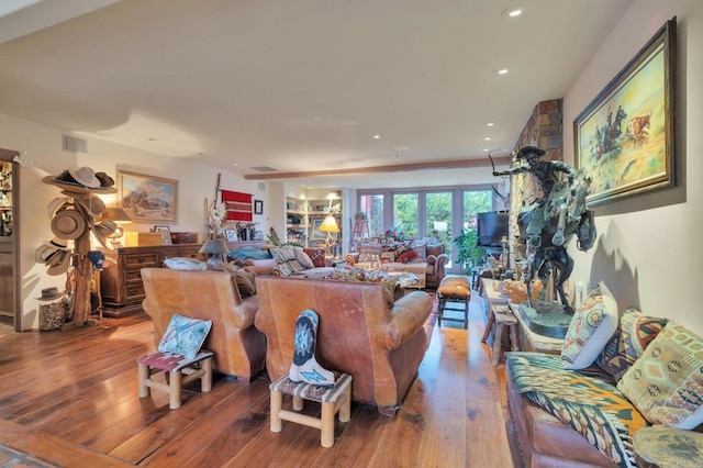 living room featuring hardwood / wood-style flooring