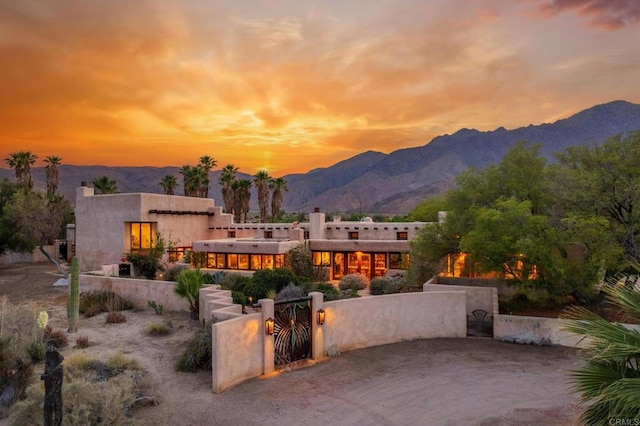 view of front of house with a mountain view