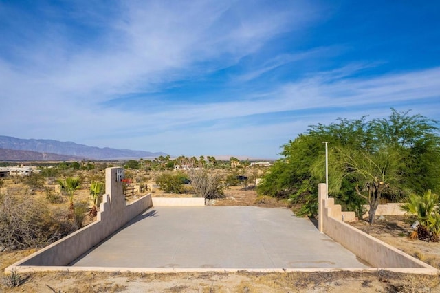 view of patio featuring a mountain view