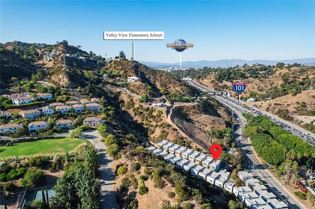 bird's eye view with a mountain view