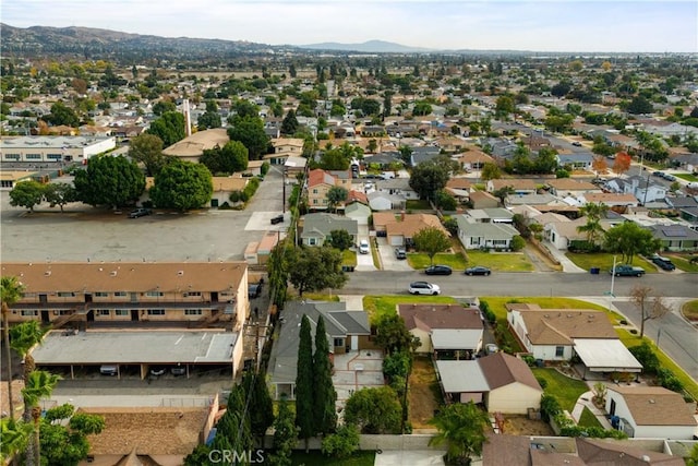 bird's eye view with a mountain view