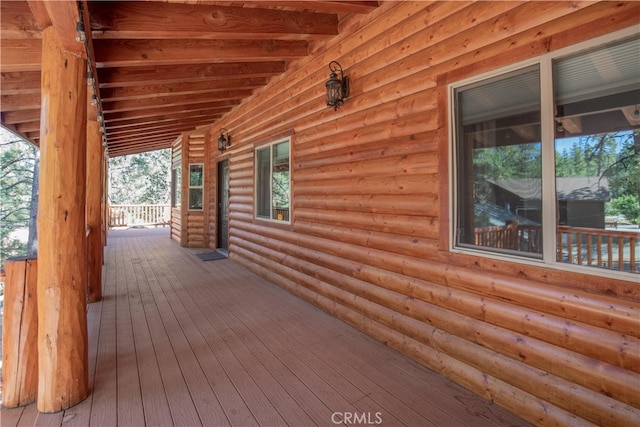 wooden deck with covered porch