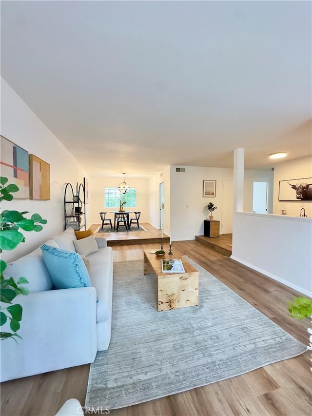 living room featuring wood-type flooring