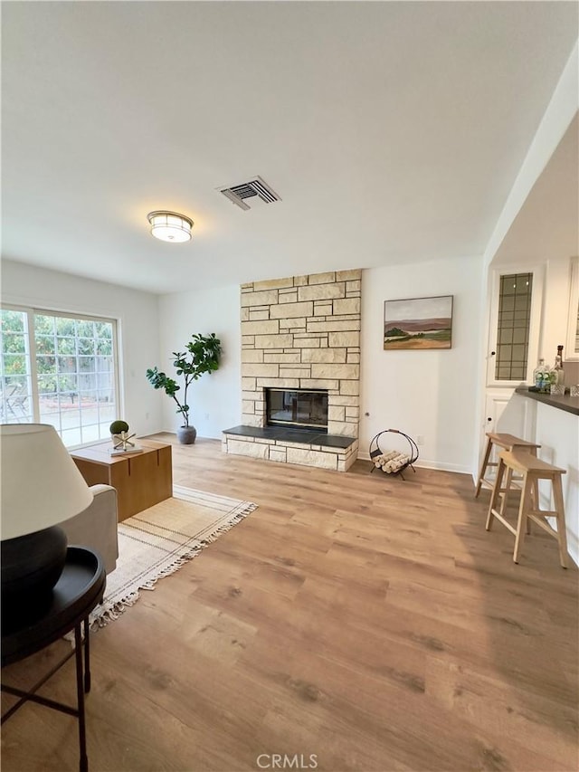 living room featuring light hardwood / wood-style flooring