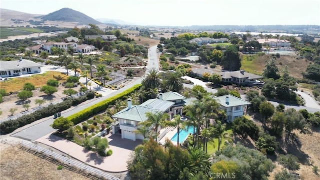 birds eye view of property featuring a residential view and a mountain view