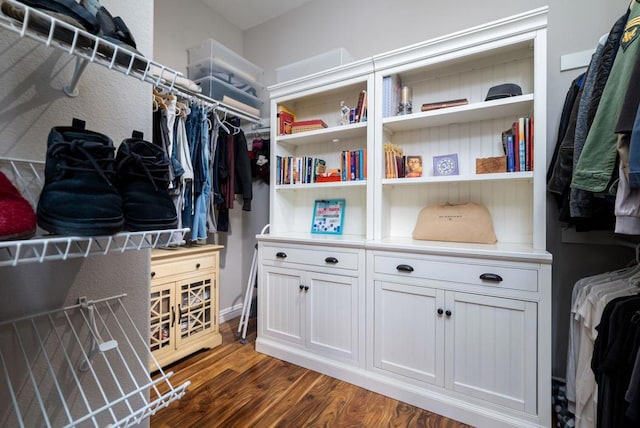 walk in closet featuring dark hardwood / wood-style floors