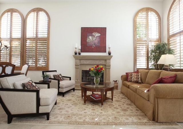 living room featuring a wealth of natural light