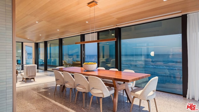 interior space with wooden ceiling