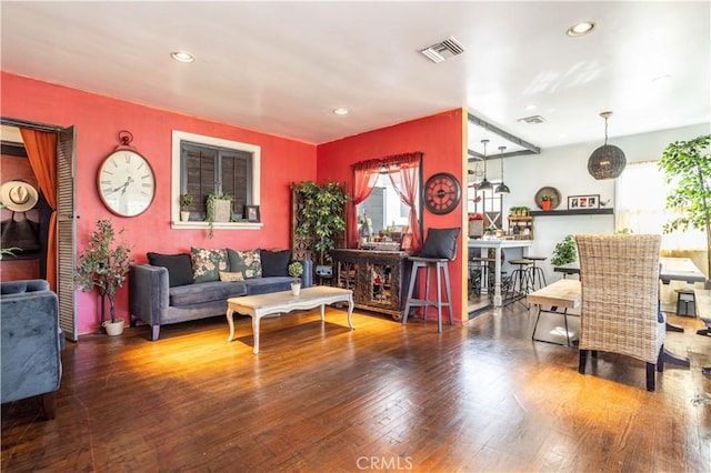 living room featuring hardwood / wood-style flooring