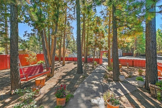 view of yard with a shed