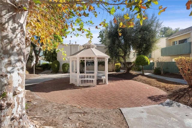 exterior space featuring a gazebo