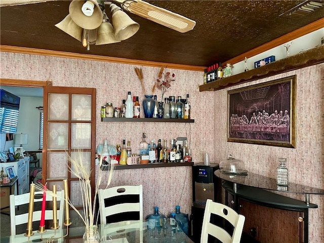 bar featuring ornamental molding