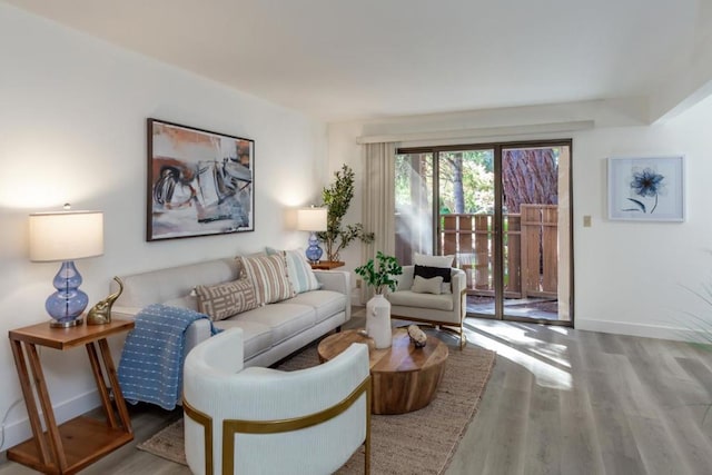 living room with hardwood / wood-style flooring