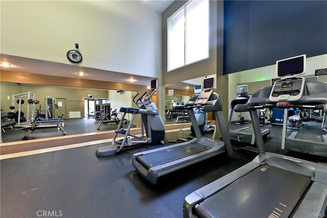 gym featuring a high ceiling