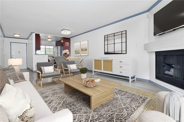 living room with hardwood / wood-style flooring