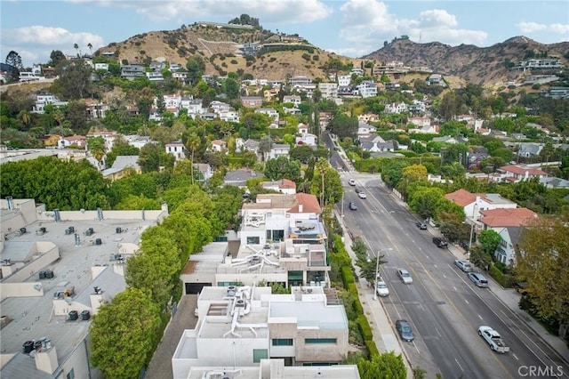 aerial view with a mountain view