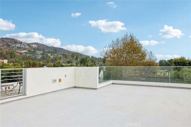 view of patio with a mountain view