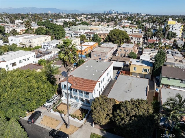 bird's eye view with a mountain view