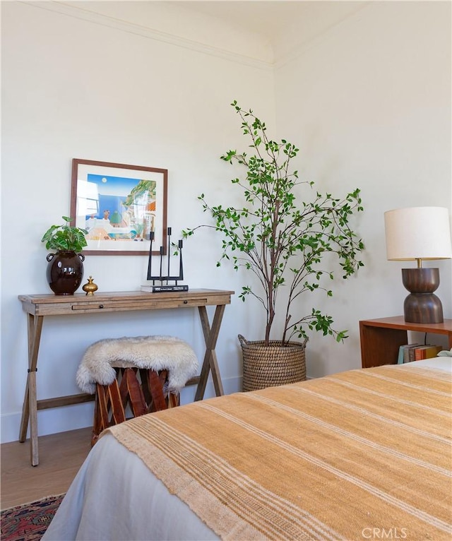 bedroom with hardwood / wood-style floors