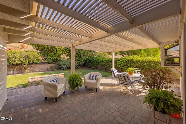 view of patio / terrace featuring a pergola