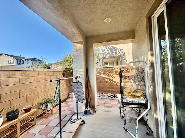 balcony with a patio area