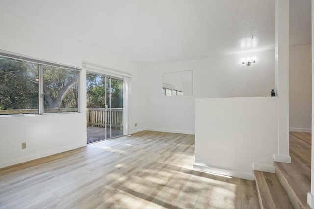 unfurnished room with light hardwood / wood-style floors