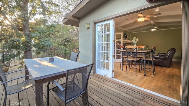 wooden terrace with french doors