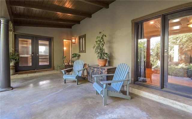 view of patio featuring french doors