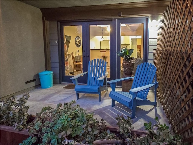 view of patio featuring french doors