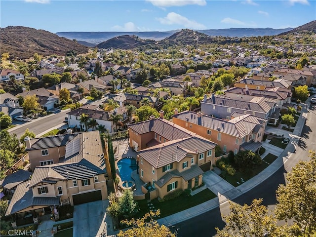 aerial view with a mountain view