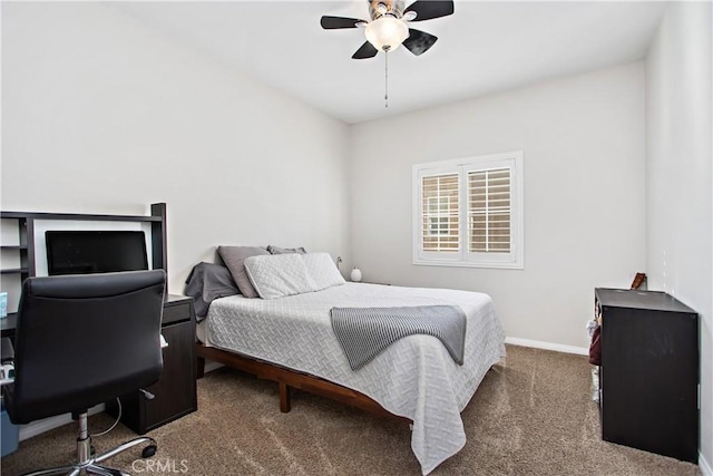 bedroom featuring carpet flooring and ceiling fan