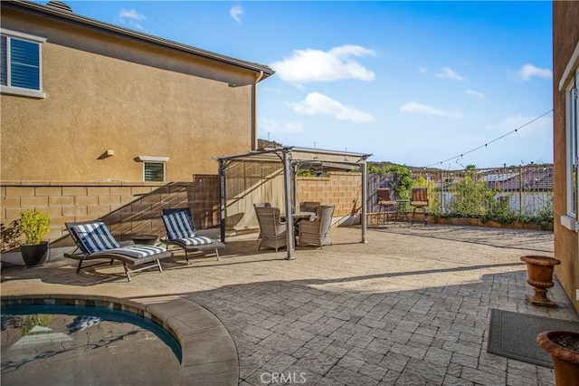 view of patio / terrace featuring a pergola