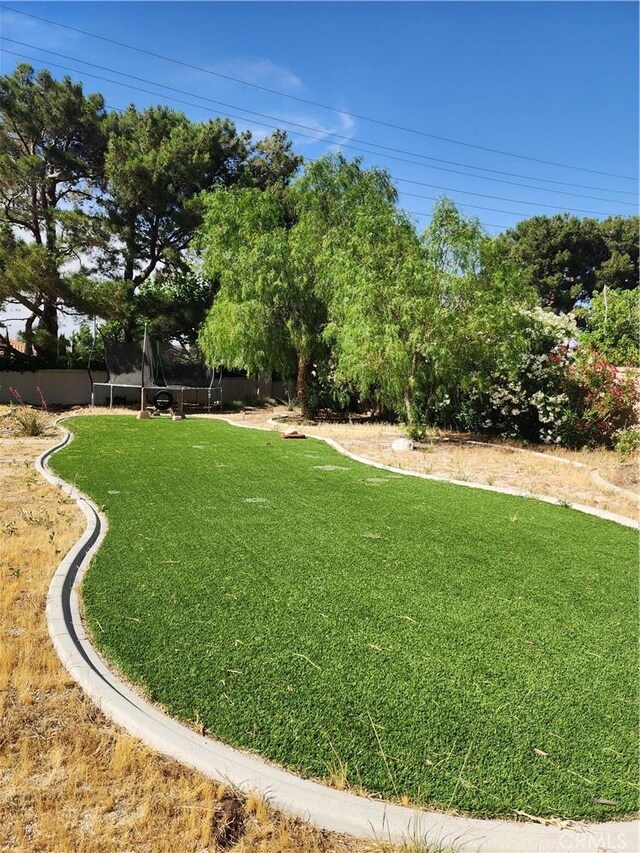 view of yard featuring a trampoline