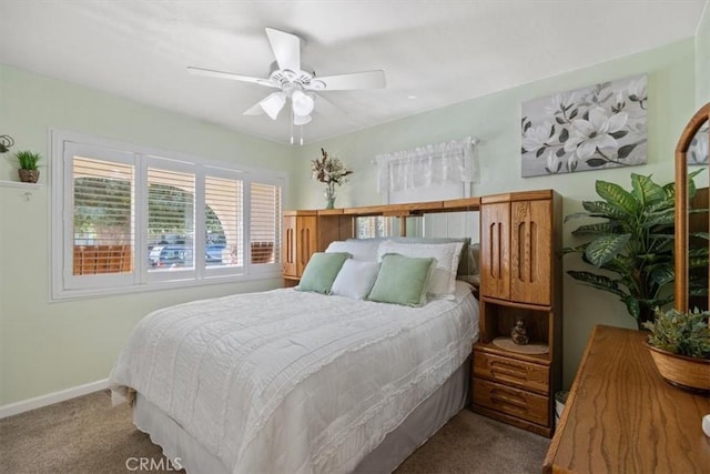 bedroom featuring carpet and ceiling fan