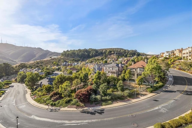 bird's eye view with a mountain view