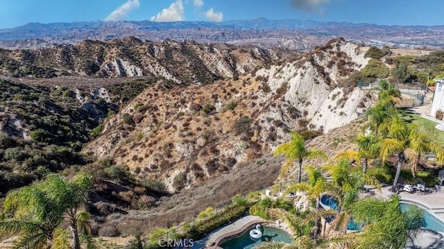 aerial view featuring a mountain view