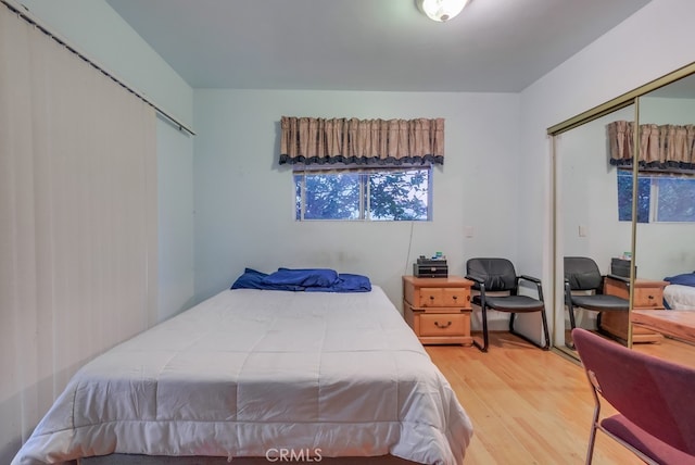 bedroom featuring a closet and hardwood / wood-style floors