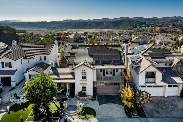 aerial view with a mountain view