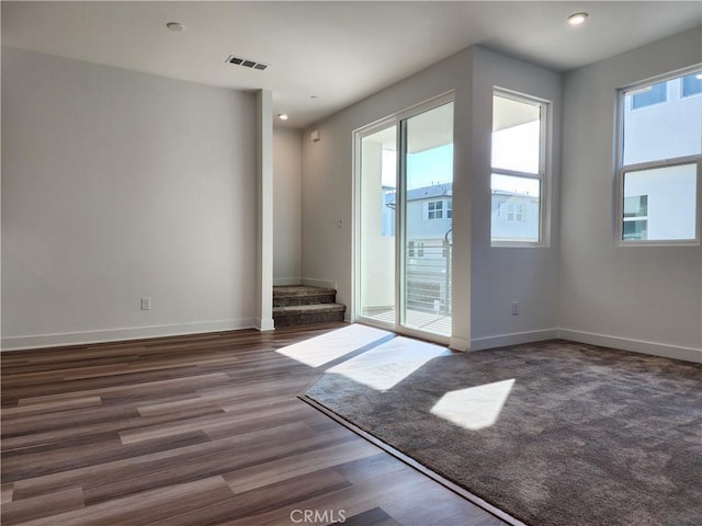 doorway featuring dark hardwood / wood-style floors