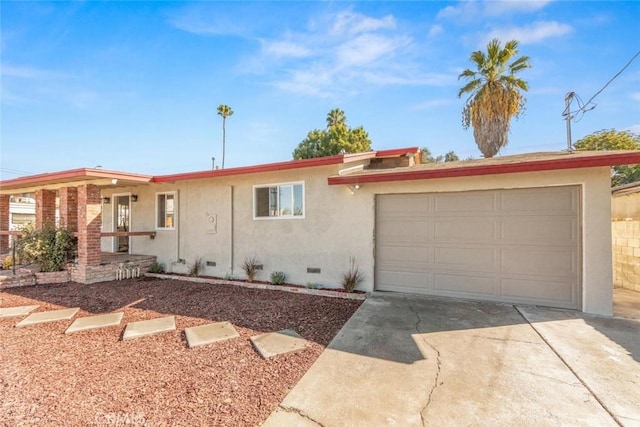 single story home with a garage