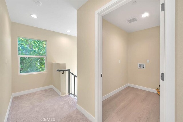 interior space with light hardwood / wood-style floors