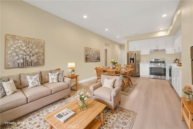 living room featuring light hardwood / wood-style flooring